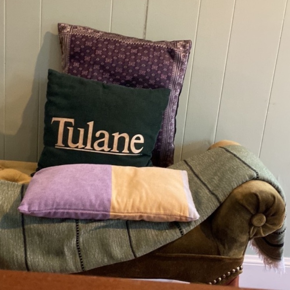 Purple + Gold Color Block Nap Pillow Lumbar Pillow Organic Cotton Loom Weave Zip - Picture 7 of 14